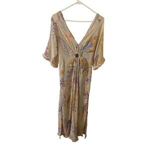Z&L Women's Floral Europe Safari Animal Maxi Dress Swim Cover Up - Large